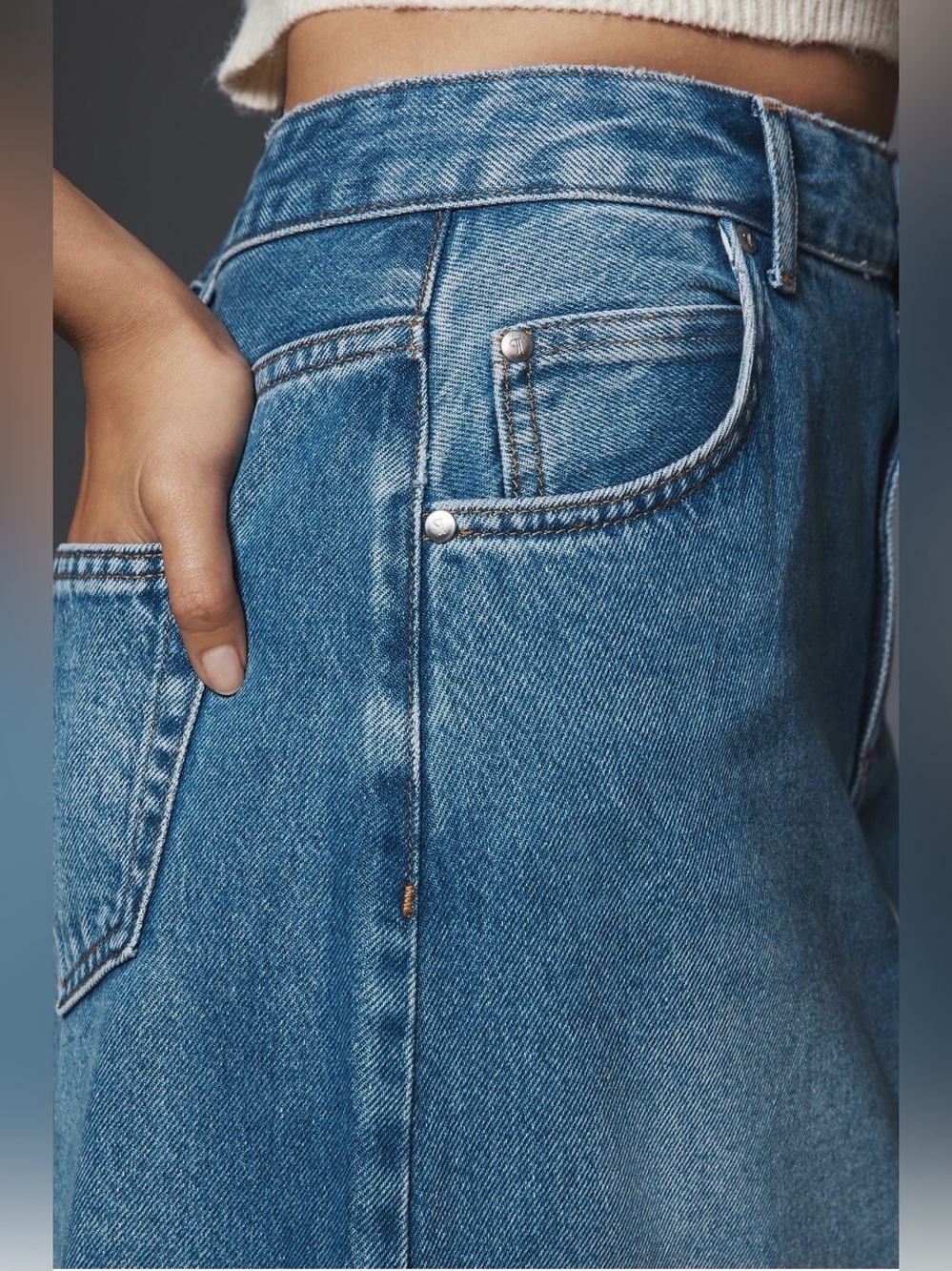 Pilcro, Light Blue Madi Front-Slit Denim Skirt, Blue, 14 - Picture 4 of 7